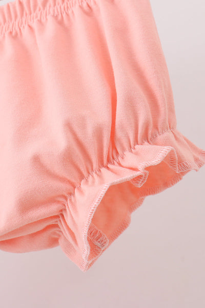 Pink floral bow embroidery bloomer set