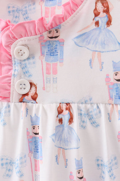 Pink bow nutcracker ruffle dress