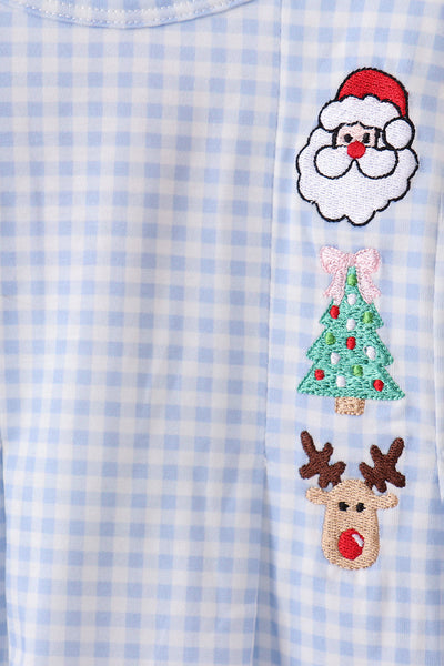 Blue santa claus embroidery bloomer set
