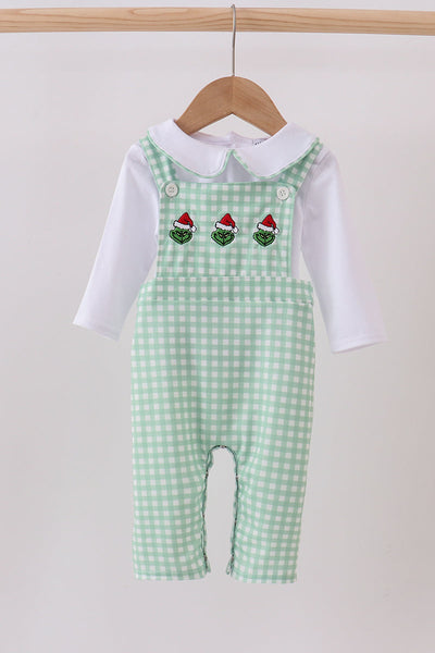 Green grinch smocked 2pc jonjon set