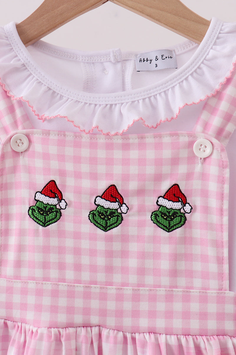 Pink grinch embroidery 2pc set