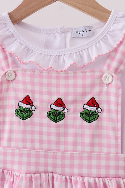 Pink grinch embroidery 2pc set