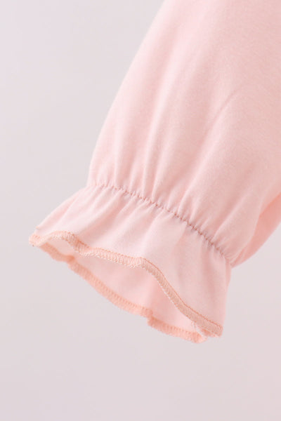 Pink floral bow applique bloomer set