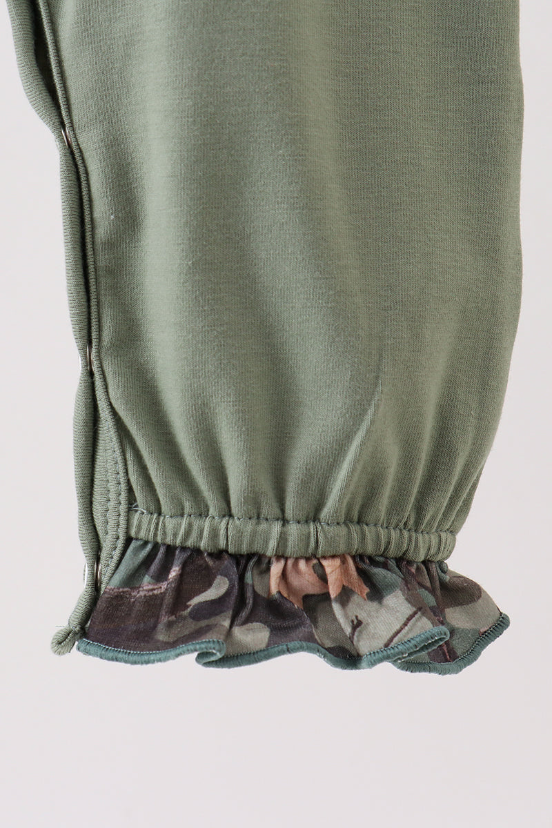 Camouflage dog hunting applique ruffle romper