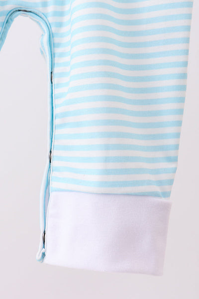 Blue heart french knot romper