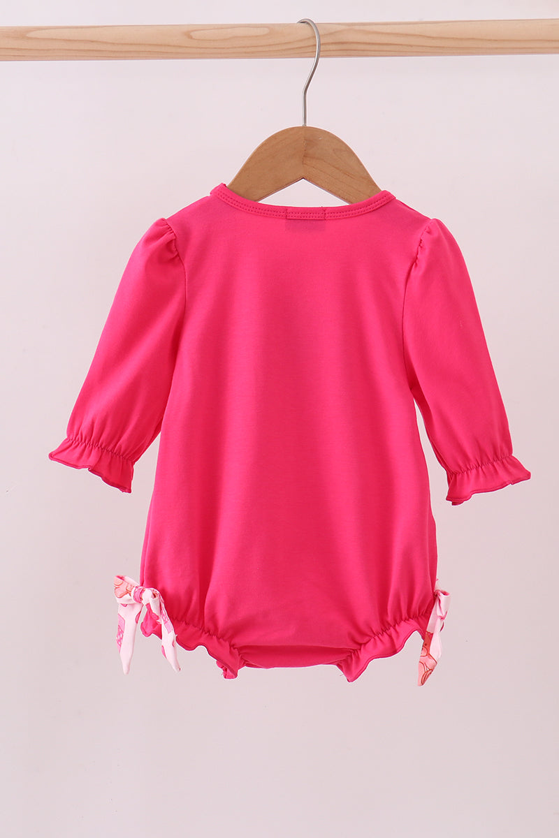 Pink bear embroidery bow bubble