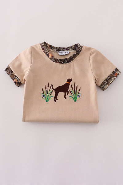 Camouflage hound embroidery romper