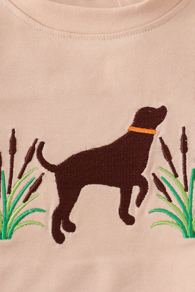 Camouflage hound embroidery romper