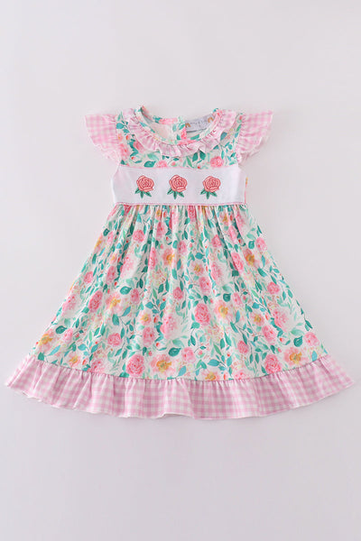 Pastel petal charm rose embroidery girl dress