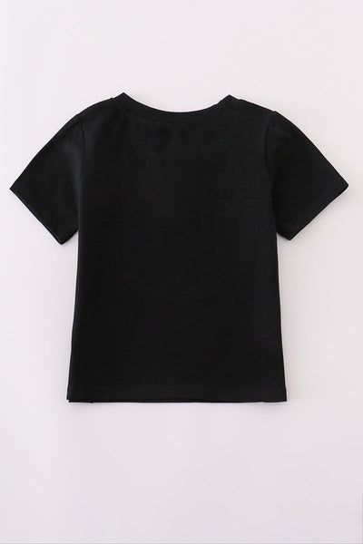 Black camouflage pumpkin applique top