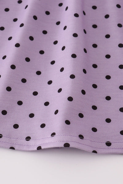 Purple Halloween dot witch embroidery bloomer set