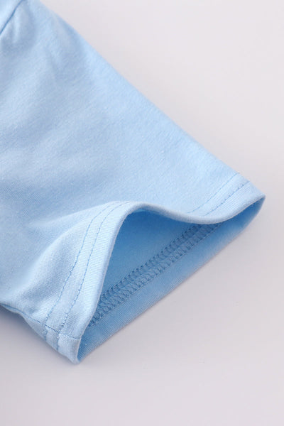 Blue baseball embroidery smocked set