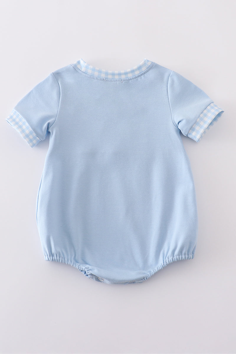 Blue Dr. Seuss embroidery smocked bubble
