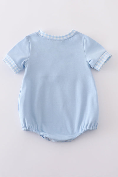 Blue Dr. Seuss embroidery smocked bubble