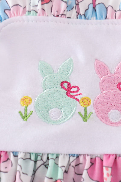 Floral bunny embroidery dress