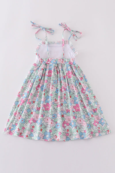 Floral bunny embroidery dress