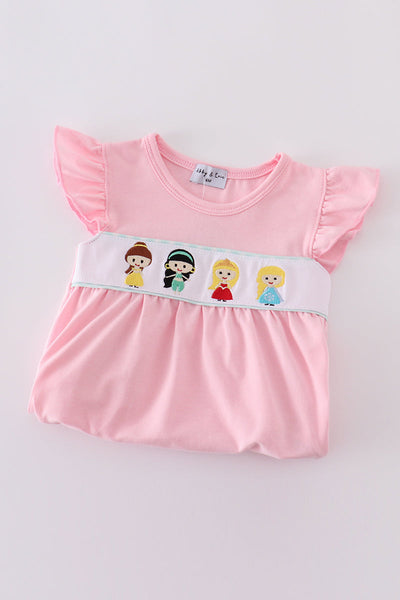Pink princess embroidery girl bubble