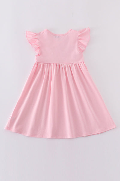 Pink princess embroidery girl dress