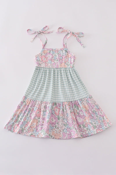 Garden gingham mom&me tiered dress