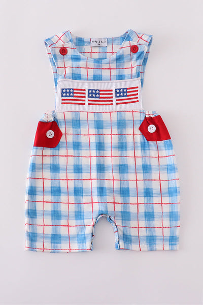 Flag embroidery smocked plaid jonjon