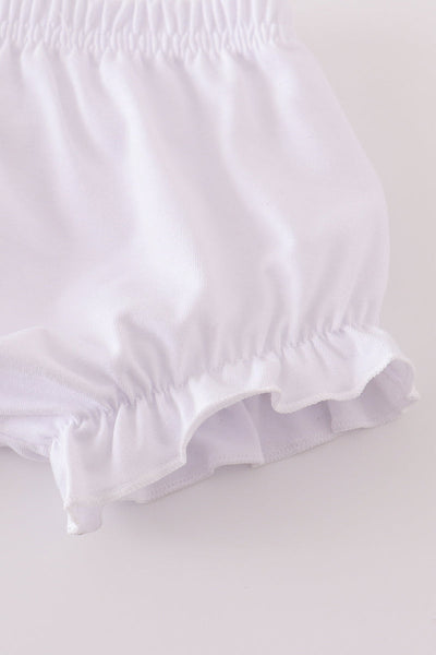 Blue stripe seersucker ruffle bloomer set