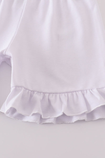 Blue stripe seersucker shorts set