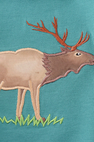 Blue deer applique bubble
