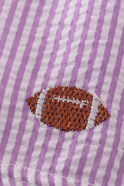 Purple stripe seersucker football I love LSU embroidery set