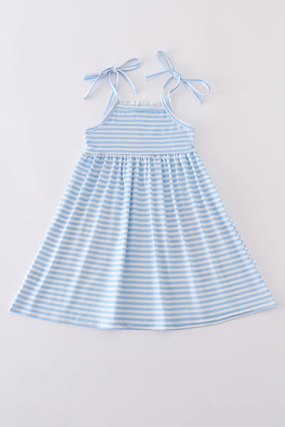 Blue character applique stripe dress