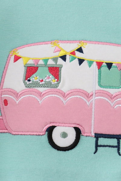 Green camper applique bloomer set