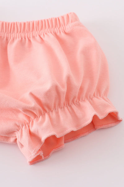 Floral crab embroidery ruffle bloomer set