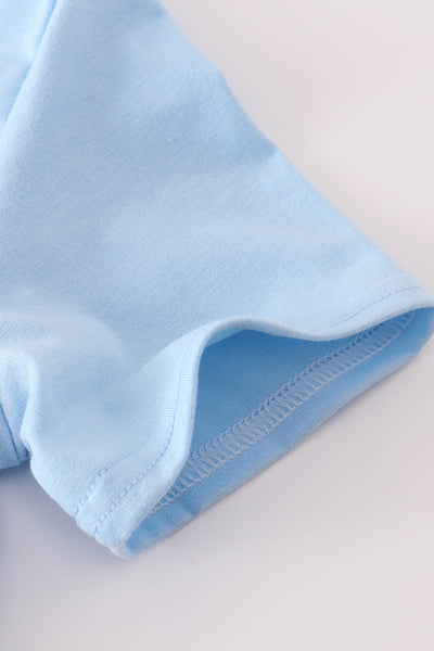 Blue crab embroidery top