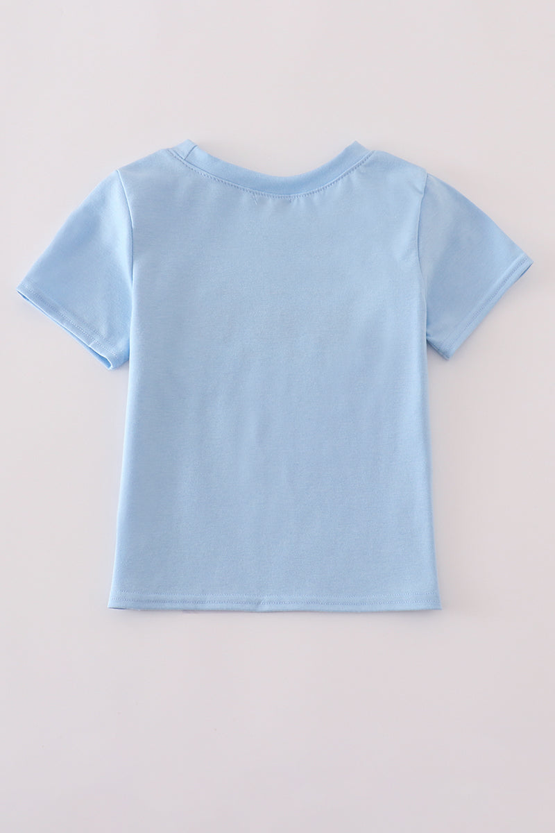 Blue crab embroidery top