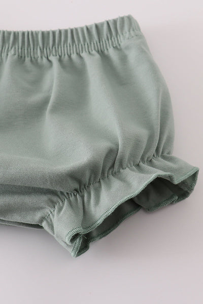 Sage lace ruffle bloomer set