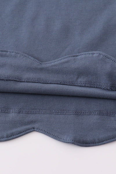 Navy hunting embroidery ruffle pants set