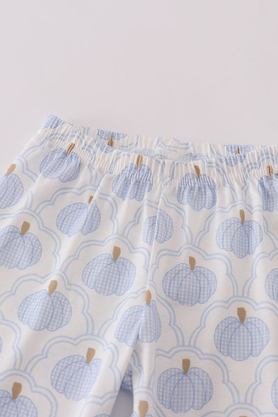 Blue pumpkin embroidery pants set