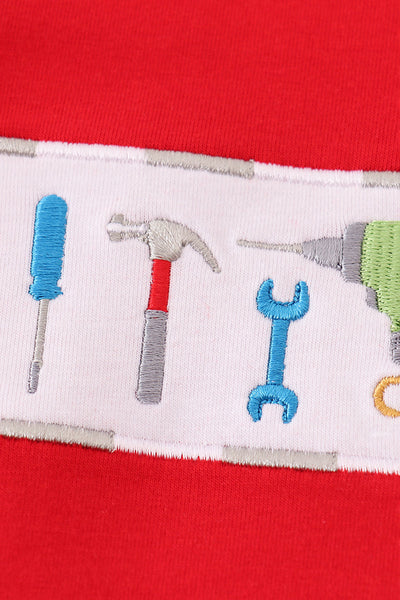 Red toolbox embroidery top