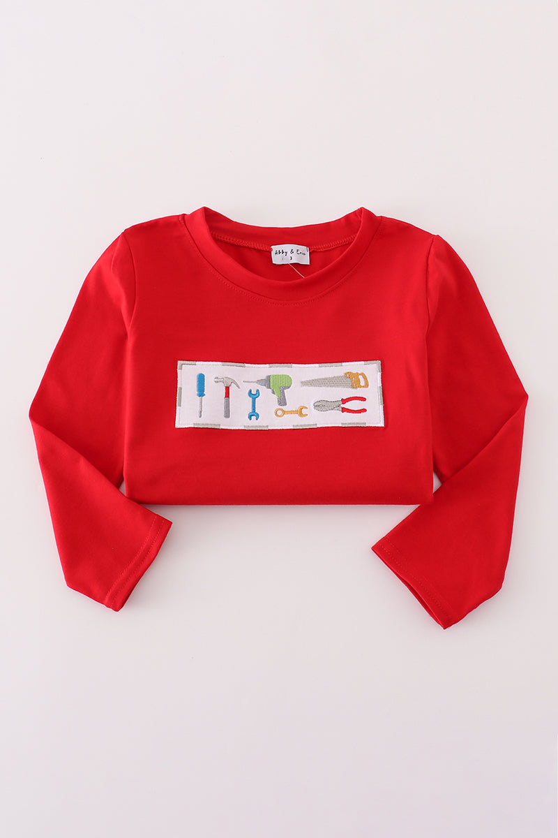 Red toolbox embroidery top