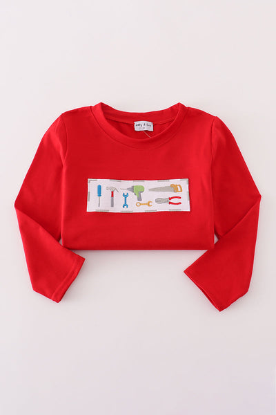 Red toolbox embroidery top
