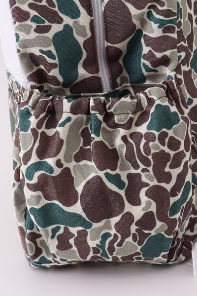 Camouflage fish embroidery canvas backpack