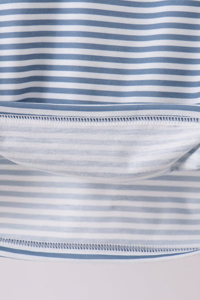 Blue stripe blessed embroidery top