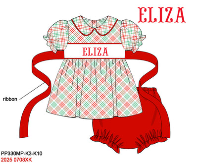 Classic Christmas Plaid Family Collection  - Custom Name Smock- Preorder ETA October