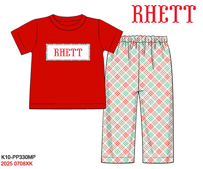 Classic Christmas Plaid Family Collection  - Custom Name Smock- Preorder ETA October