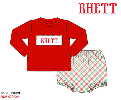 Classic Christmas Plaid Family Collection  - Custom Name Smock- Preorder ETA October