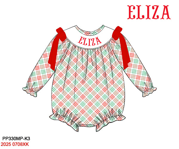 Classic Christmas Plaid Family Collection  - Custom Name Smock- Preorder ETA October