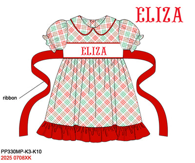 Classic Christmas Plaid Family Collection  - Custom Name Smock- Preorder ETA October