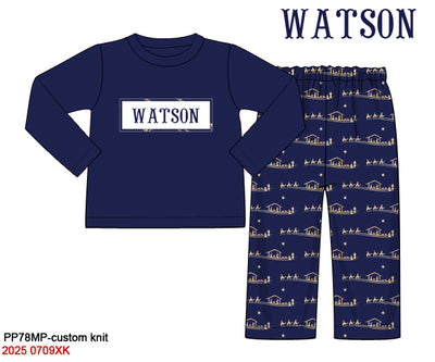 Navy Nativity - Custom Name Smock- Preorder ETA September