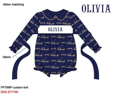 Navy Nativity - Custom Name Smock- Preorder ETA September