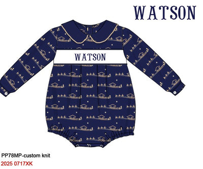 Navy Nativity - Custom Name Smock- Preorder ETA September
