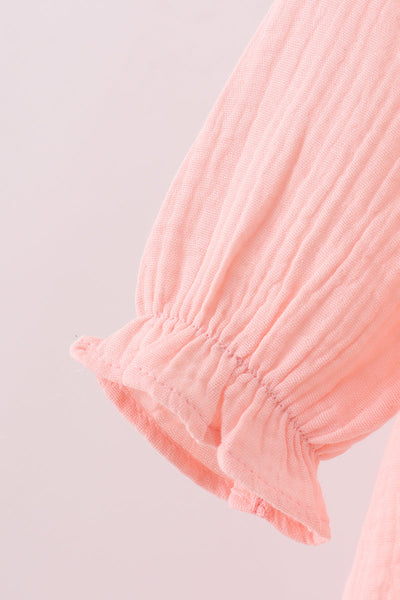 Premium pink ruffle muslin dress